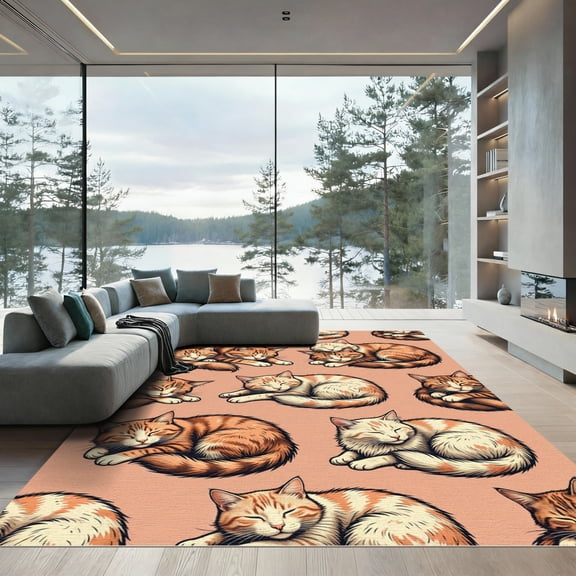 ODIKA 4' x 6' Machine Washable Non-Slip Area Rug, kawaii print High Traffic Rug, Pink, 1259599