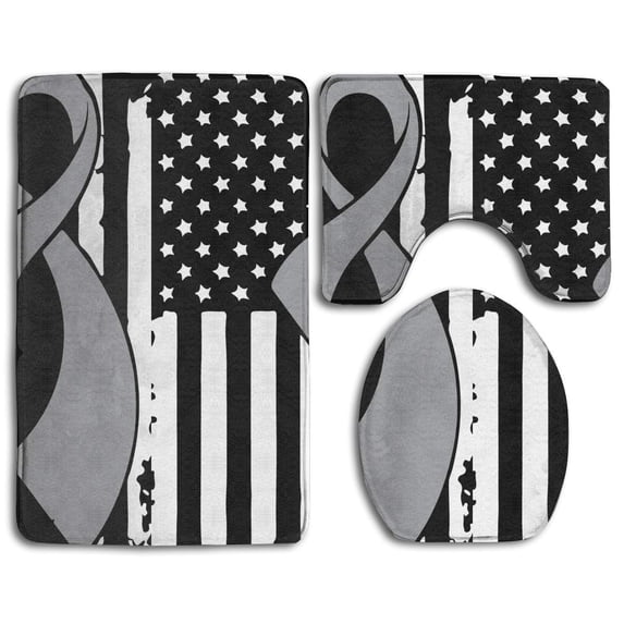 GOHAO 3 Piece Bathroom Rugs Set Bath Rug Contour Mat and Toilet Lid Cover