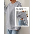 thumbnail image 6 of Xuanfei Women Solid Cable Textured Round Neck Drop Shoulder Long Sleeve Sweatshirt, 6 of 7