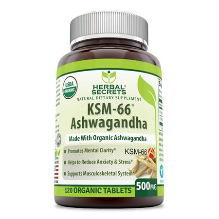 Herbal Secrets KSM-66 Ashwagandha (Made with Organic Ashwagandha) 500 Mg 120 Organic