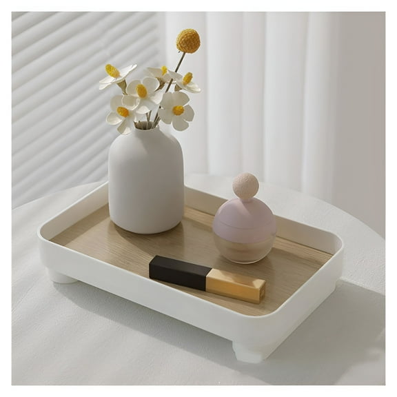 LAMIRO Rectangle Bathroom Tray, 12.2"×7.8" Vanity Trays, Rectangle Decorative Catchall Organizer Storage Small Dresser Tray Counter Perfume Table