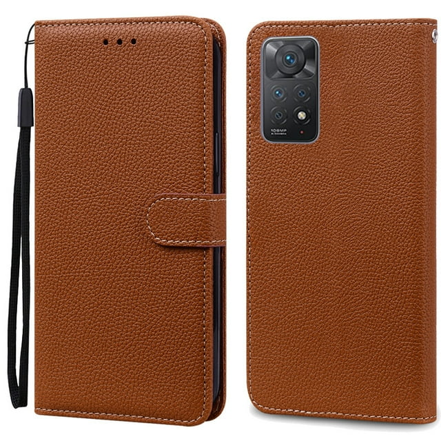 Note 11 Case For Xiaomi Redmi Note 11 11S Case Leather Wallet Flip Case For Redmi Note 11 Pro Phone Cases Note 11S Cover Fundas Brown Note 11