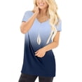 thumbnail image 2 of Pompotops T-shirt Décontracté à Manches Courtes Imprimé Dégradé Col en V pour Femmes, 2 of 7