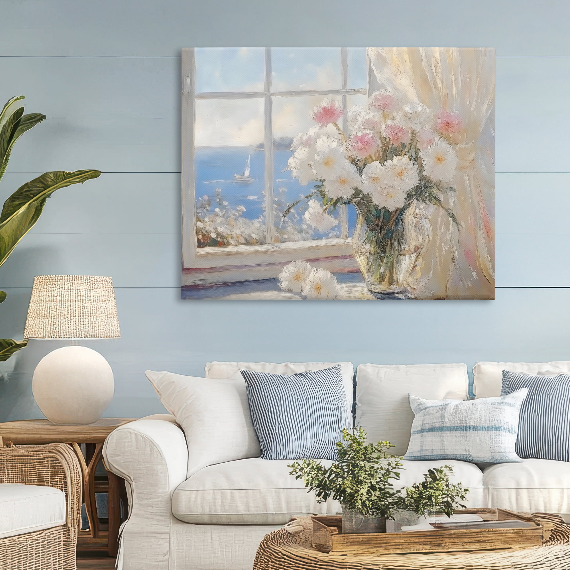 Stupell Industries Coastal View Floral Window Bouquet Canvas Wall Art, design by LSR Design Studio