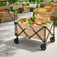 thumbnail image 3 of Carrito Vagon Plegable Multiusos con Estructura de Acero Reforzado y Ruedas para Exterior Resistentes - Carro Vagon Portatil soporta hasta 120 kg Ideal para Mandado Supermercado y Transportar (Beige), 3 of 7