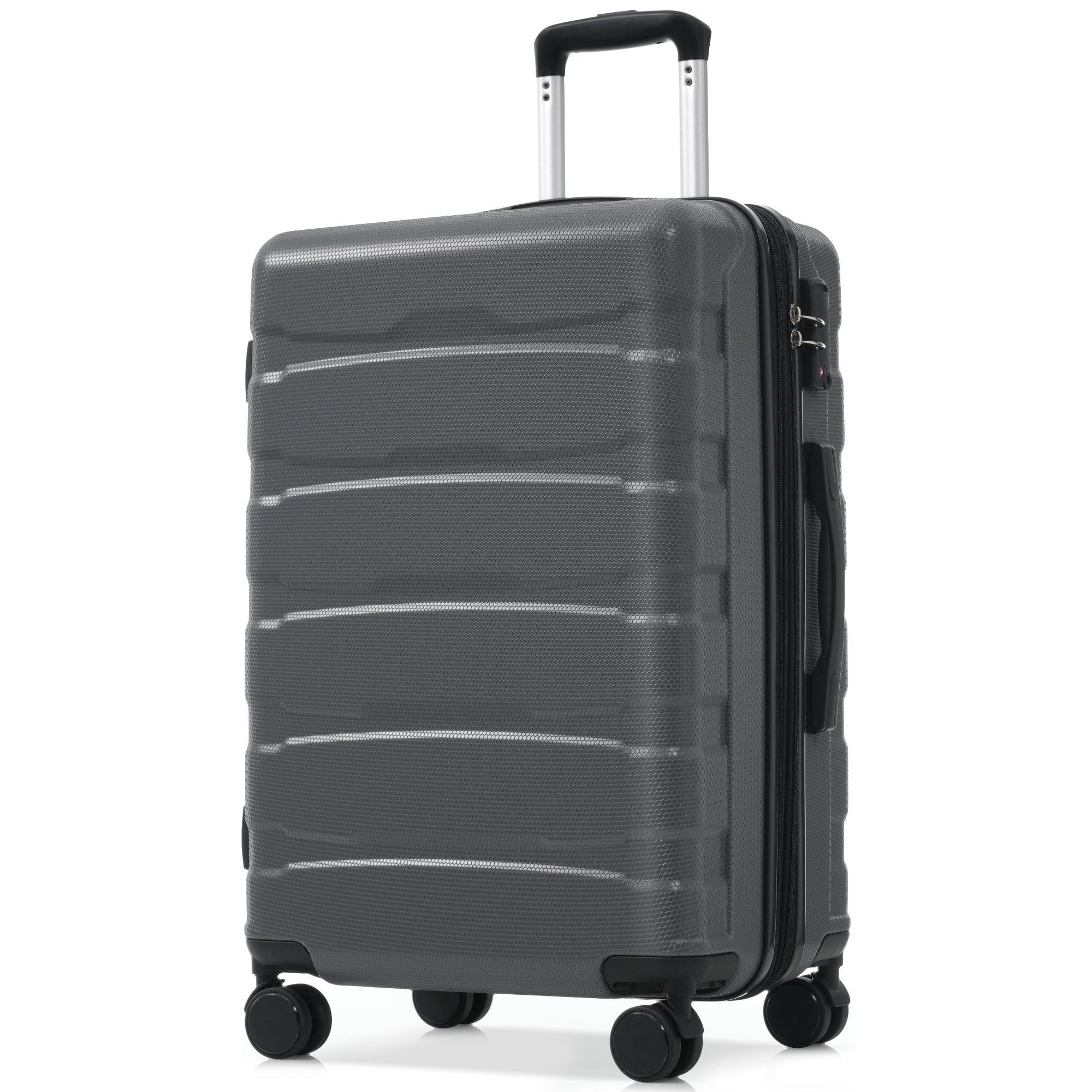 Euroco 24" Expandable Checked Luggage, ABS Hardshell Medium Suitcase with Spinner Wheels,TSA Lock, Lightweight Durable Travel Luggage for Men Women,Gray
