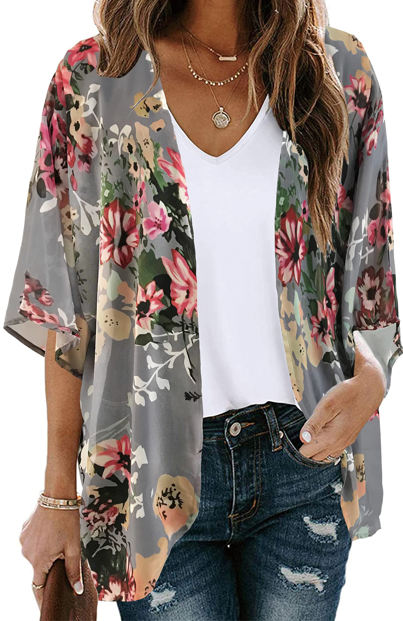 Shine Up Blouses for Women Print Kimono Plus Size Clothes Summer Casual Swimsuits Coverup Tops