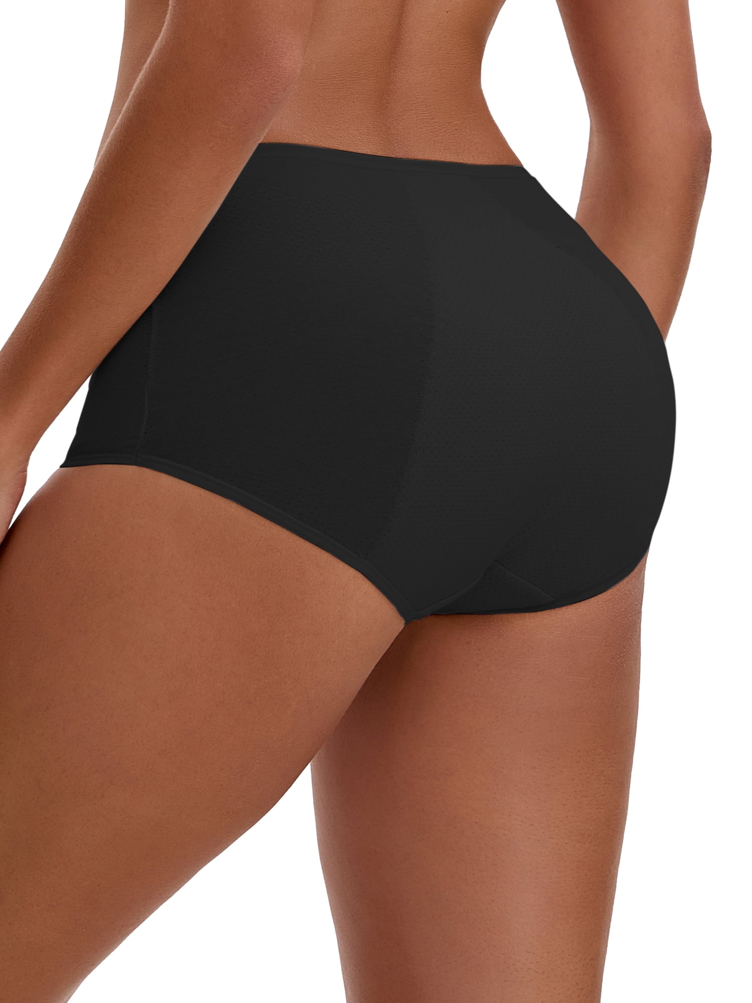 Unique Bargains Women's High Waist Cotton Briefs with Leak Proof Feature S Black