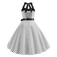 thumbnail image 5 of Jamsmile Womens Rockabilly Dress Summer Halter Polka Dot Strapless High Waist Vintage Hanging Neck Dress, 5 of 5