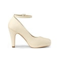 thumbnail image 3 of BLISSFUL STEP Escarpins à Talons Aiguilles Hauts pour Femmes à Bout Rond avec Bride à la Cheville -PU Beige-PU 6.5, 3 of 7