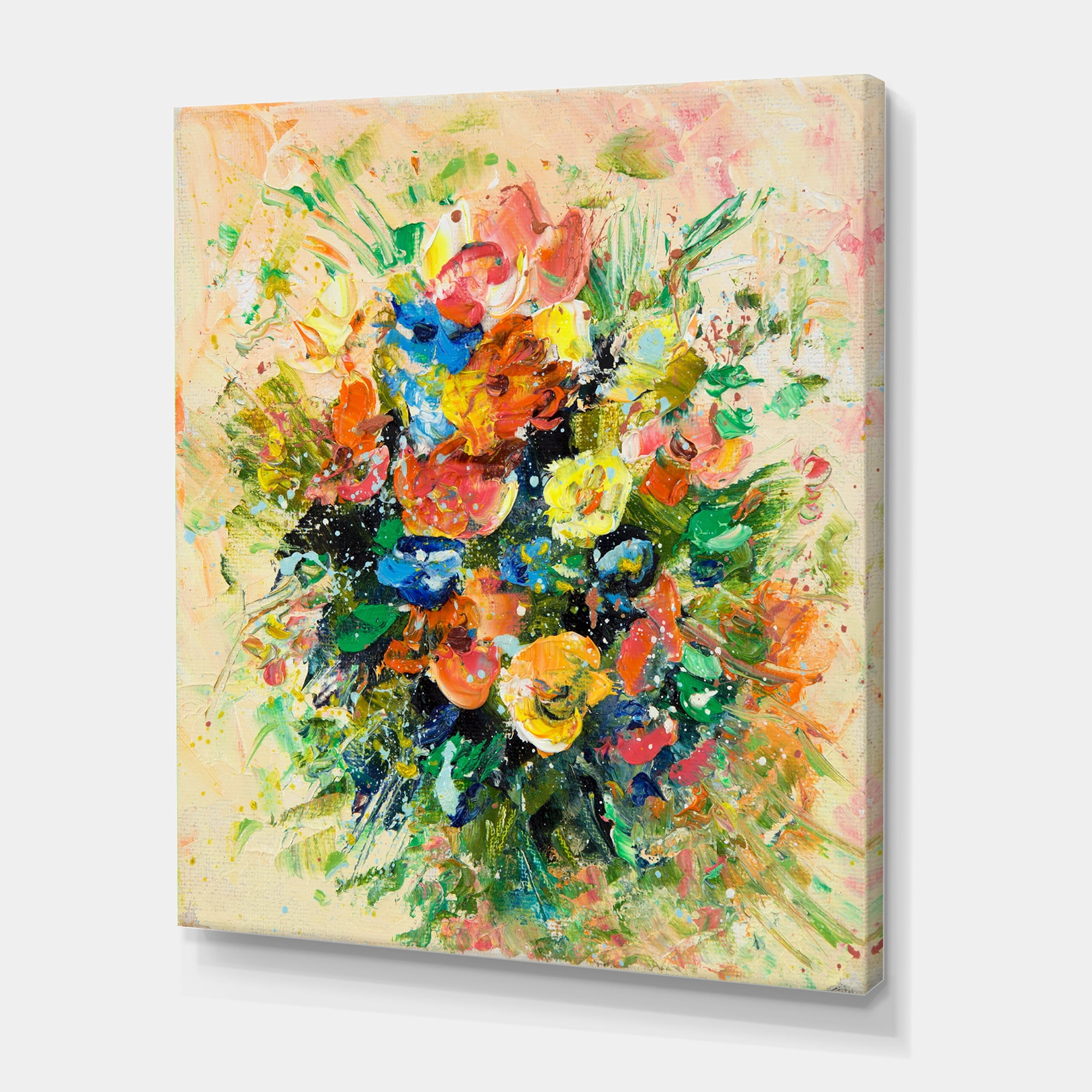 Designart ' Ancient Fresh Flowers Bouquet Of Wildflowers ' Traditional Canvas Wall Art Print