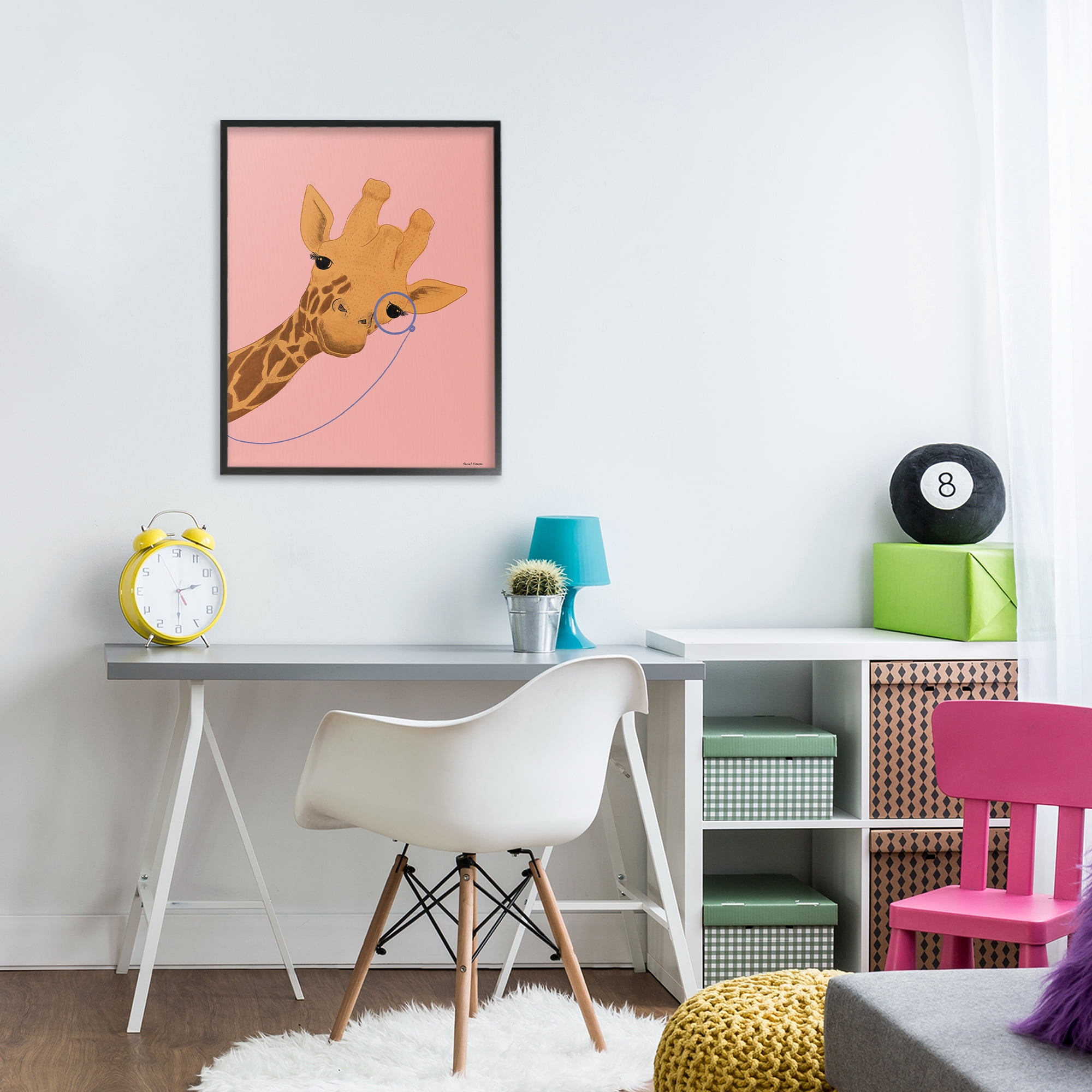 Stupell Industries Playful Giraffe with Monocle Black Framed Giclee Art, design by Rachel Nieman