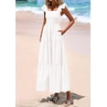 thumbnail image 3 of Vestido largo PRETTYGARDEN para mujer con cuello cuadrado y ojales, color blanco XL, 3 of 9