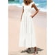 thumbnail image 3 of Vestido largo PRETTYGARDEN para mujer con cuello cuadrado y ojales, blanco, 3 of 9