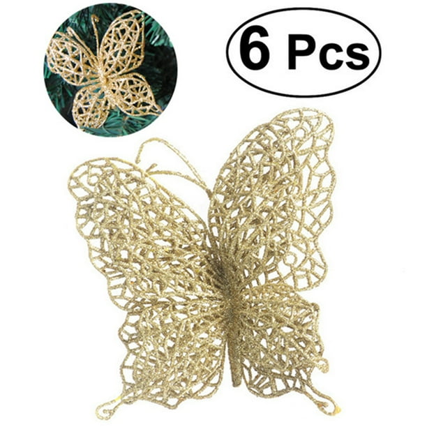 6pcs Christmas Butterfly 7cm Christmas Decorations Christmas Tree