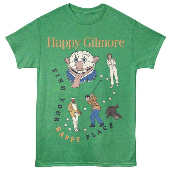 Happy Gilmore Find Your Happy Place Men's T Shirt (GreenHeather, AdultS)