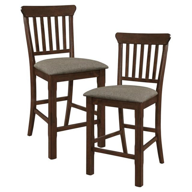 Lexicon Schleiger Wood Counter Height Dining Chair in Dark Brown (Set of 2)