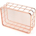 thumbnail image 2 of Desktop Metal Storage Basket Storage Box Iron Grid Storage Tray Net Basket Storage Bins Storage Basket Rose Gold Fruit, 2 of 7