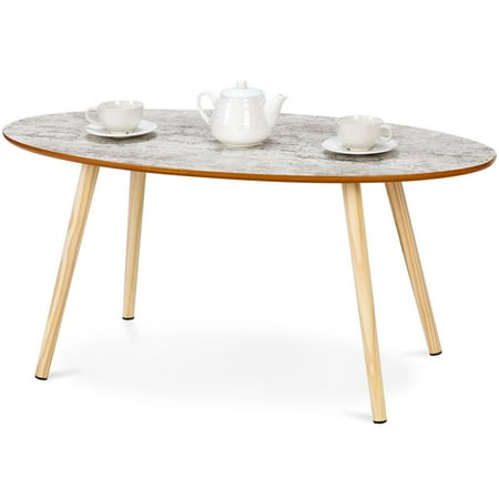 Gymax Morden Oval Top Coffee Table Sofa Side End Accent Table Living Room Furniture