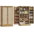 thumbnail image 1 of HOMCOM 41" Rattan Kitchen Pantry Storage Cabinet with Spice Racks Natural, 1 of 10