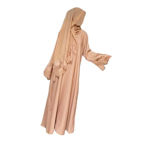 Yunhgft Muslim Robe for Women with Head Scarf Lightweight Abaya Dress for Holidays Party