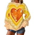 thumbnail image 2 of YueHuiYing Valentine Lover's round-neck Sweatshirt for Womens Love Heart Grahic Long Sleeve Shirt Casual Valentines Gifts Pullover Tops, 2 of 9