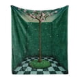 thumbnail image 1 of Mural Soft Flannel Fleece Blanket, Japanese Pink Cherry Blossom Tree Surrounded by Outdoor Garden Maze Inspired Graphic, Cozy Plush for Indoor and Outdoor Use, 60" x 80", Multicolor, by Ambesonne, 1 of 6