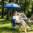 thumbnail image 4 of Folding Camping Chair with Detachable 8-Rib Sun Umbrella, 42.13 Inch Canopy Aluminum Alloy Portable Lawn Chair Supports 330LBS with Cup Holder, 4 of 15