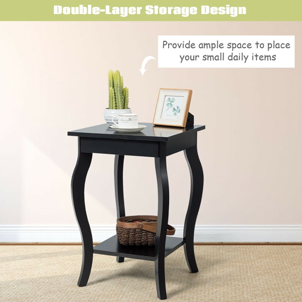 Finihen Round End Side Table, Sofa Couch Table with Storage Shelf, Accent Sofa End Side Table, for Small Spaces, Living Room, Bedroom, Black Finihen Round End Side Table, Sofa Couch Table with Storage Shelf, Accent Sofa End Side Table, for Small Spaces, Living Room, Bedroom, Black
