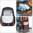 thumbnail image 4 of Basketball and Fire Black Pattern 17" Waterproof Oxford School Backpacks for Teens, S-Shape Padded Straps, for School, Travel, Hiking, Camping, 4 of 5