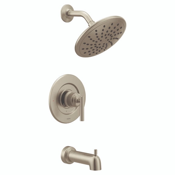 Moen Gibson Posi‑Temp Pressure Balancing Modern Tub and Shower Trim with 8‑Inch Rainshower, Valve Required, Brushed Nickel