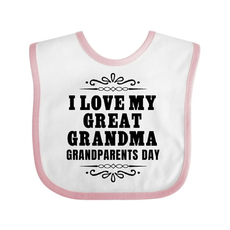 

Inktastic Grandparents Day I Love My Great Grandma Gift Baby Boy or Baby Girl Bib