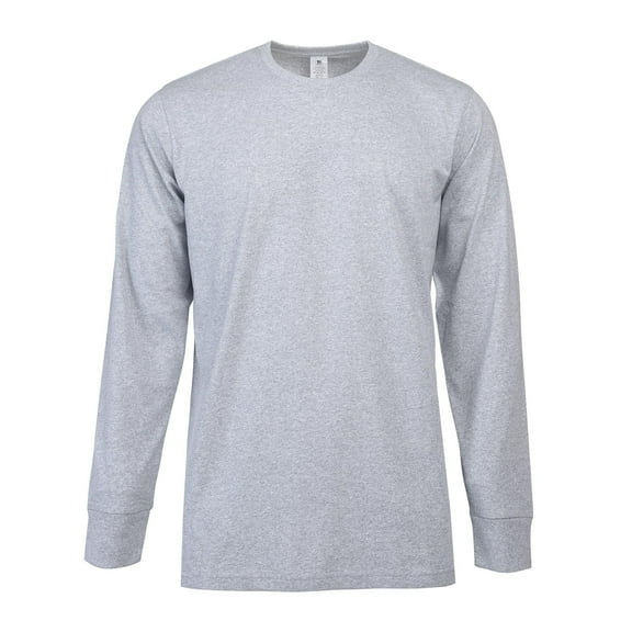 Men's Cotton Long Sleeve Ribbed Cuff Crewneck T-Shirt, Pack of 2 Charcoal Grey