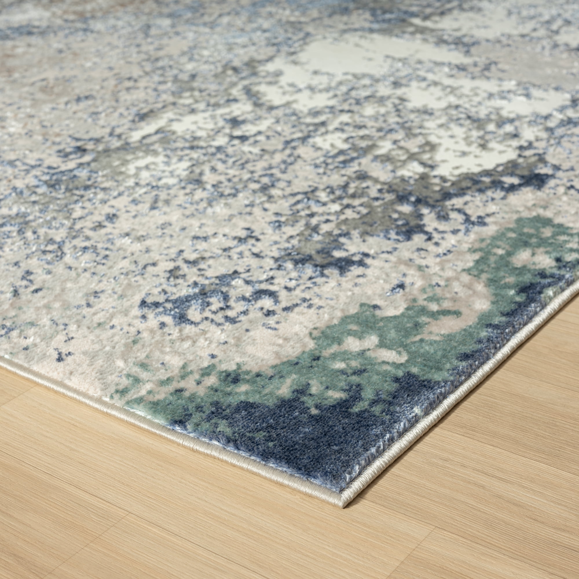 Harlow Hill Bethany 2'6" x 8' Grey/Teal Abstract Durable Indoor Runner Rug