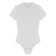thumbnail image 5 of Lejafay Men's Short Sleeve Undershirt One Piece Leotard Top Press Button Crotch Shirt Bodysuit Slim White L, 5 of 7
