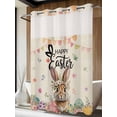 thumbnail image 2 of No Hook Shower Curtain with Snap-in Liner, Easter Waterproof Fabric Bathroom Curtains, Spring Rabbit Eggs Roses Colorful Flags Leaves Bath Curtains & Mesh Top Window 72"x96" Extra Long, 2 of 9
