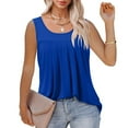 thumbnail image 5 of Mrat Beach Tank Tops Women's Fashion Solid Color Squares Neck Comfortable Loose T-Shirt Sleeveless Blouse Casual Tops Womens Tank Tops Loose S-197 Blue M, 5 of 7