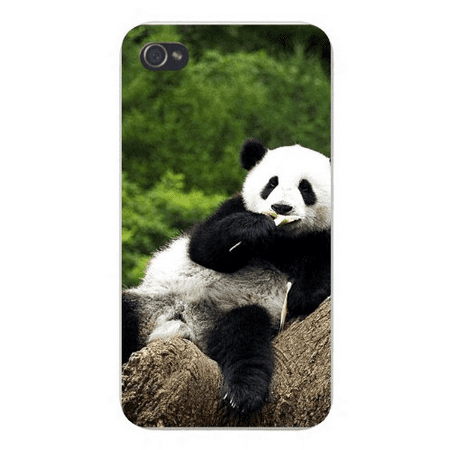 - Apple Iphone Custom Case 5 / 5s White Plastic Snap on - Lounging & Eating Panda Bear