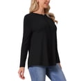 thumbnail image 4 of Camiseta de manga larga de cuello redondo para mujer INSPIRE CHIC, cómoda y elegante, ideal para uso diario, color negro, talla L, 4 of 6