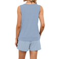 thumbnail image 5 of Women's Summer Two Piece Sets,Casual Matching Tank Tops and Shorts Outfits with Pockets,Sleeveless Vacation Lounge Wear for Travel Beach Home Light Blue M, 5 of 5