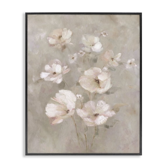 Stupell Industries Blush Florals over Beige Black Framed Giclee Art, design by Carol Robinson