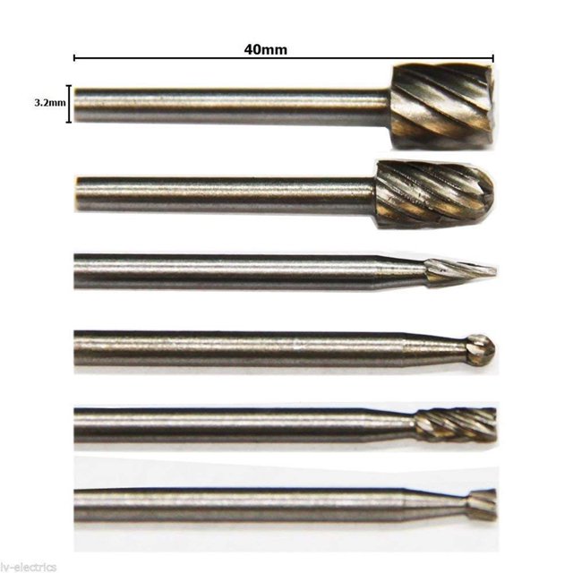 6 Pcs HSS Outil Rotatif Multi-Usage Broyeur; Embout de Routage HSS Routeur; Embout de Routeur Accessoire de Coupe Compatible pour Dremel