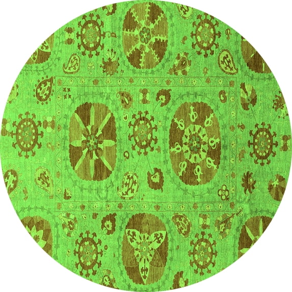Ahgly Company Indoor Round Abstract Green Modern Area Rugs, 7' Round