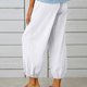 thumbnail image 5 of Pantalones harén holgados de lino con corte en forma de farol para mujer, estilo informal, hasta el tobillo, pantalones holgados de verano con bolsillo, 5 of 5