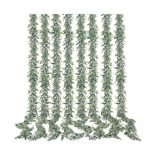Guirnalda de eucalipto artificial yuxing paquete de 8 6 pies polvo blanco Verde