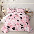thumbnail image 2 of Erosebridal Cute Cat Paw Print Twin Quilt Set for Girls, Pet Footmark Print Twin Coverlet Set, 2-Piece, 2 of 7