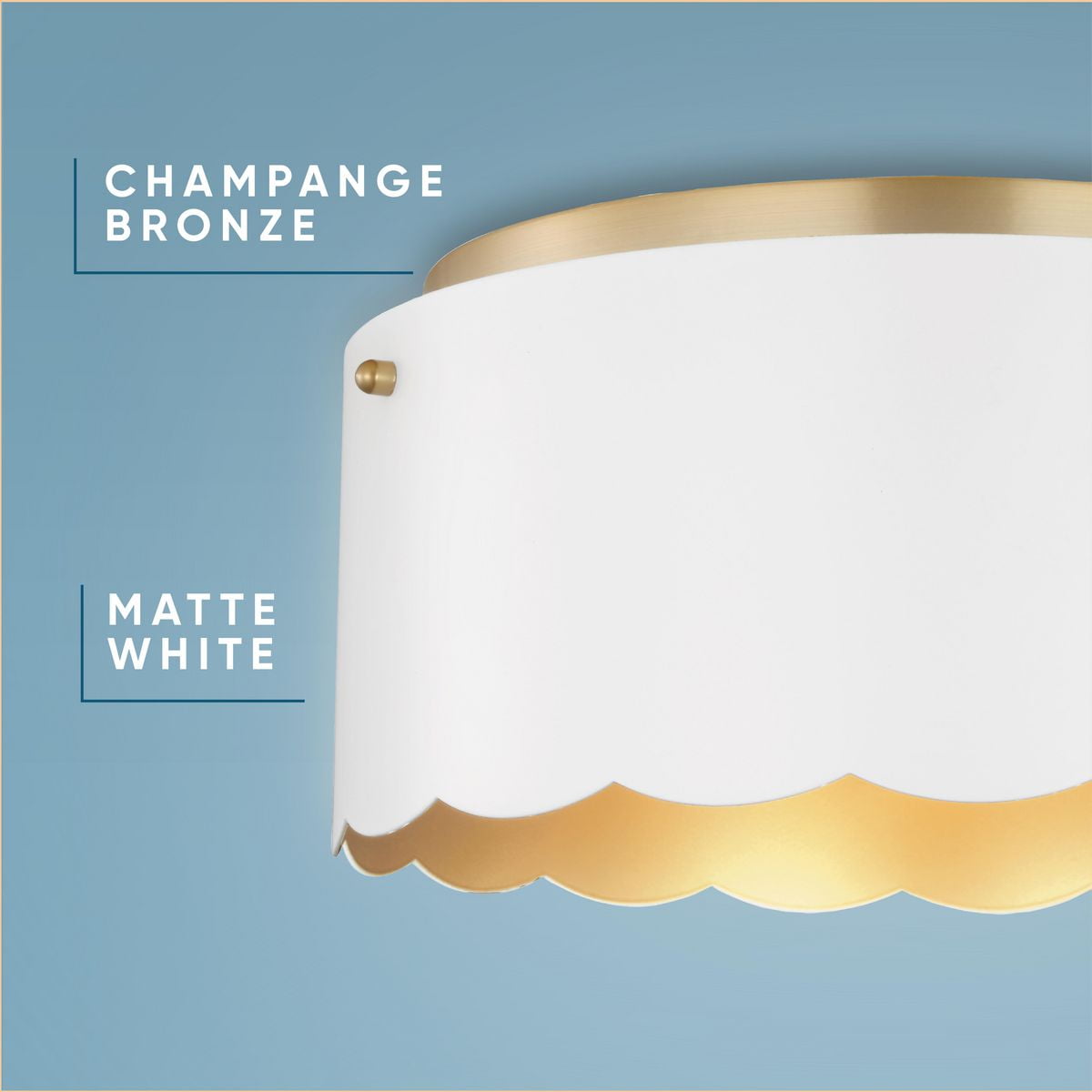 Avec Bettye Collection 12.5" Luxe 2-Light Champagne Bronze Flush Mount Light with White Shade