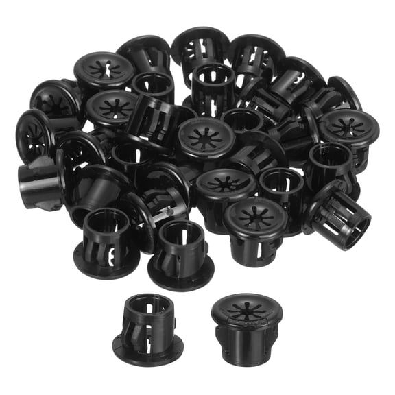 Uxcell 28Pack Cable Grommets, Snap Bushing Grommet for Holes with 0.4"(10mm) Mounting, Round Nylon Snap in Cable Desk Grommet for Cables and Cords Management, Black