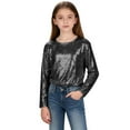 thumbnail image 5 of KAUOD Cute Sequins Shirt for Girls Crew Neck Long Sleeve Glitter School Dance Tops Clothes Kids Soft Pullover Sweater, 5 of 5