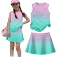thumbnail image 3 of Girls' Clothing Sets Summer Outfits Size 7-8 Two Piece Outfits Cute Preppy Clothing Sets Casual Tank Top and Y2K Skirts Sport Activewear Cyan 11-12 Years, 3 of 7